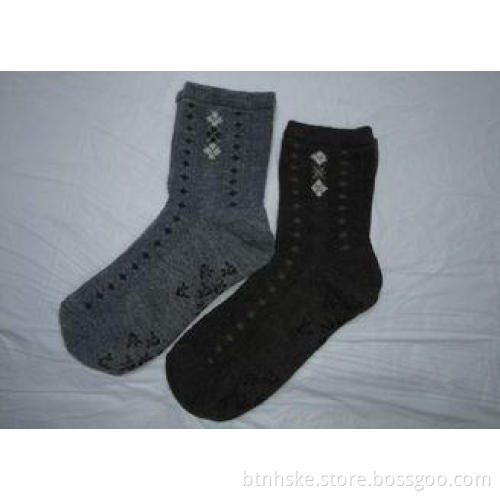 Jacquard Grey Cotton Womens Wool Socks